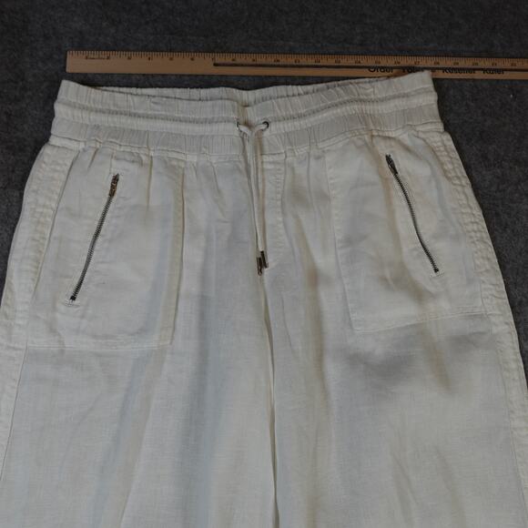 Athleta Pants Womens 16 Cabo Linen Wide Leg Pant White Beachy Relaxed Lagenlook - Picture 2 of 11
